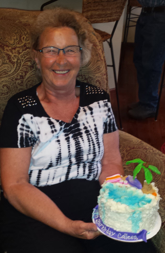Colleen Toneff with birthday cake.